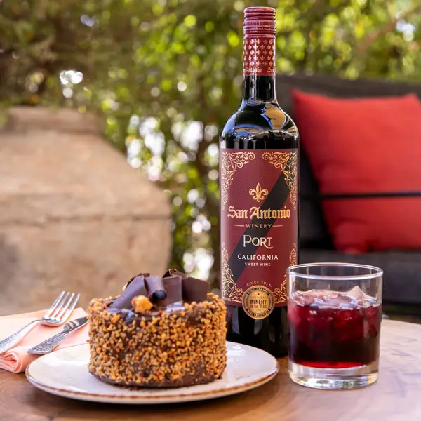 Chocolate cake with San Antonio Port Sweet Red Wine